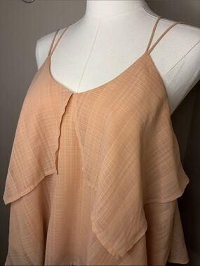 J.O.A. Los Angeles Blush Cold Shoulder Layered Chiffon Top | Small